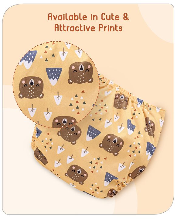 Babyhug Free Size Reusable Cloth Diaper with 2 Smart Dry Inserts Combo Robot Print- Teal Blue