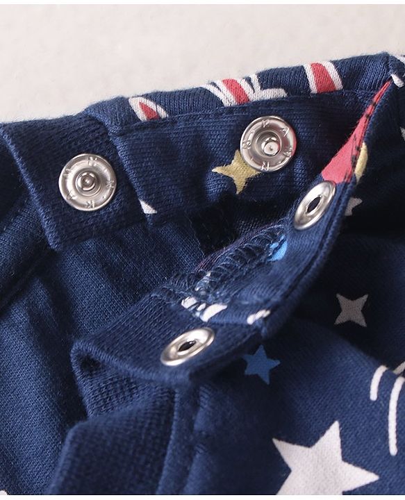 Babyhug Single Jersey Knit  Full Sleeves Night Suit Space Theme Print - Navy Blue