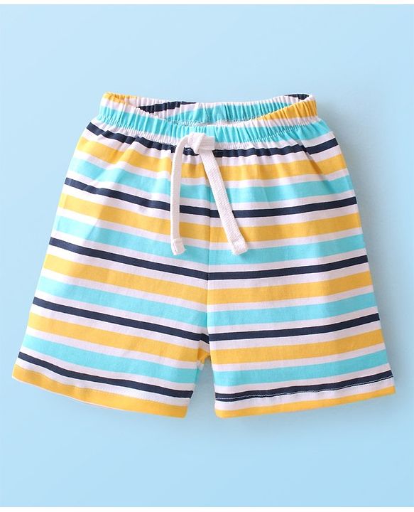 Babyhug Cotton Knit  Striped Shorts Pack of 3 - Multicolour