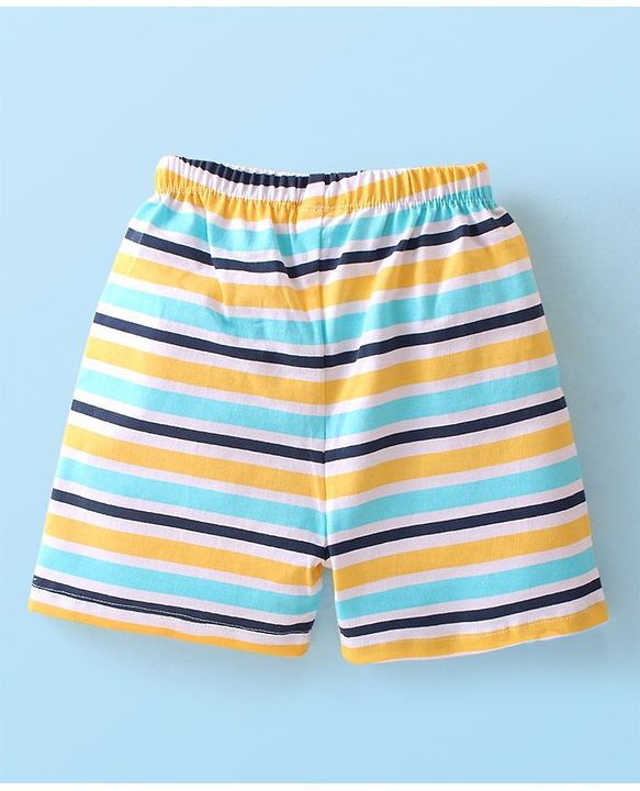 Babyhug Cotton Knit  Striped Shorts Pack of 3 - Multicolour