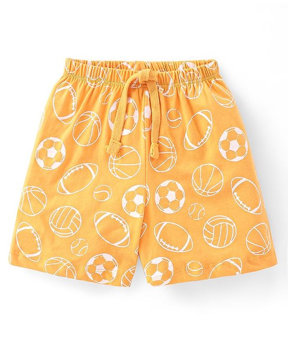 Babyhug Cotton Knit Shorts With Football Print Pack of 3 - Multicolour