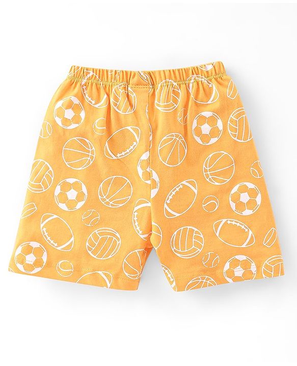 Babyhug Cotton Knit Shorts With Football Print Pack of 3 - Multicolour