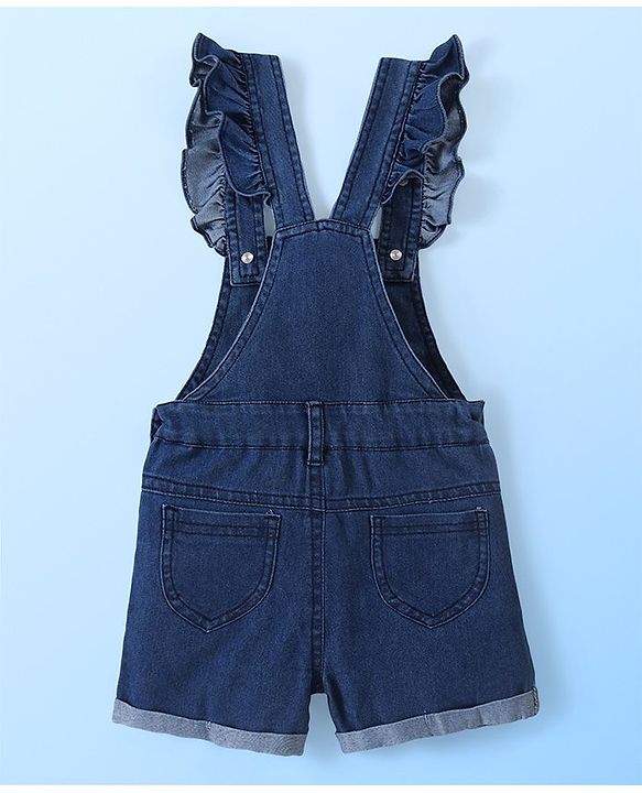 Babyhug Single Jersey Woven Half Sleeves T-Shirt  & Denim Butterfly Print & Embroidery - White & Blue