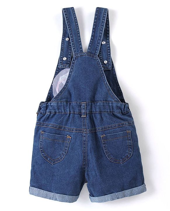 Babyhug Cotton Woven Dungaree with Half Sleeves Inner Tee Fruity Print - Multicolour