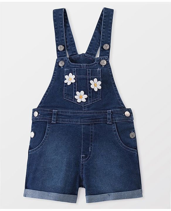 Babyhug Single Jersey Woven Half Sleeves T-Shirt & Denim Floral Print & Embroidery - Multicolor