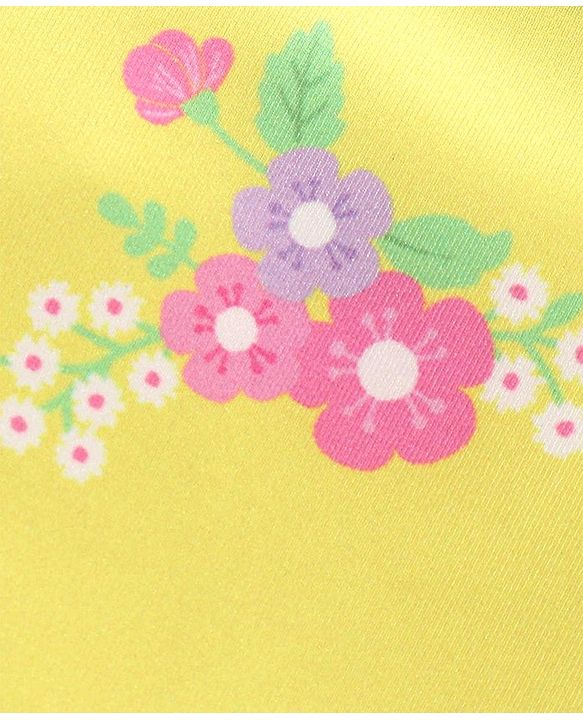 Babyhug V Cut Sleeveless Frock Style Swimsuit Floral Print - Yellow