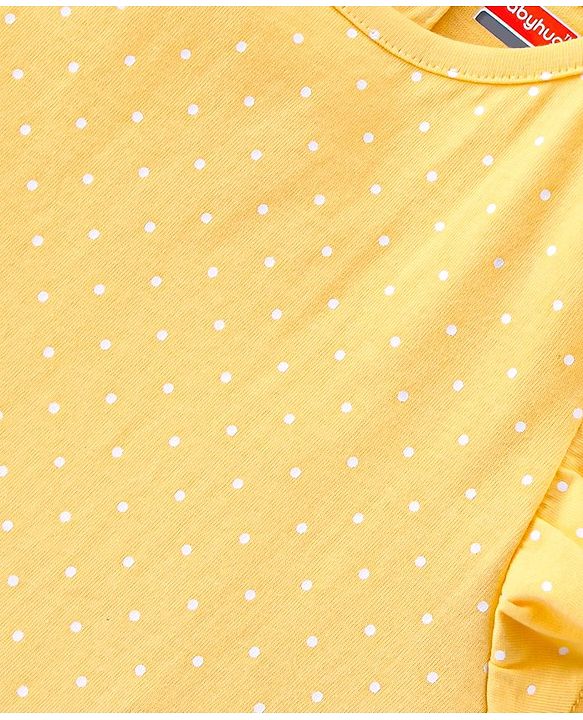 Babyhug 100% Cotton Woven Single Jersey Dungaree & Half Sleeves T-Shirt Set Floral Embroidery - Yellow & Blue