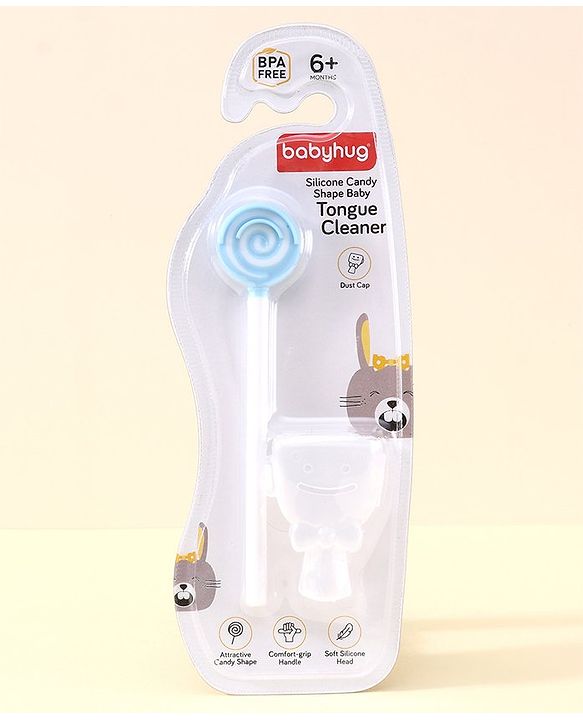 Babyhug Silicone Candy Shape Baby Tongue Cleaner- Blue