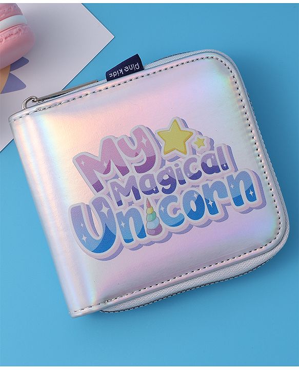 Pine Kids Wallets with Text Print - Silver