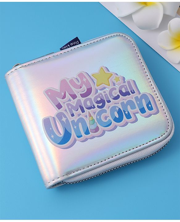 Pine Kids Wallets with Text Print - Silver