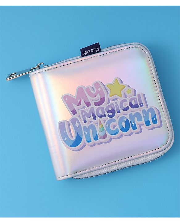 Pine Kids Wallets with Text Print - Silver