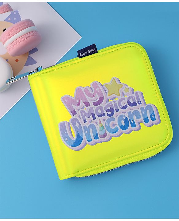 Pine Kids Wallets with Text Print - Yellow