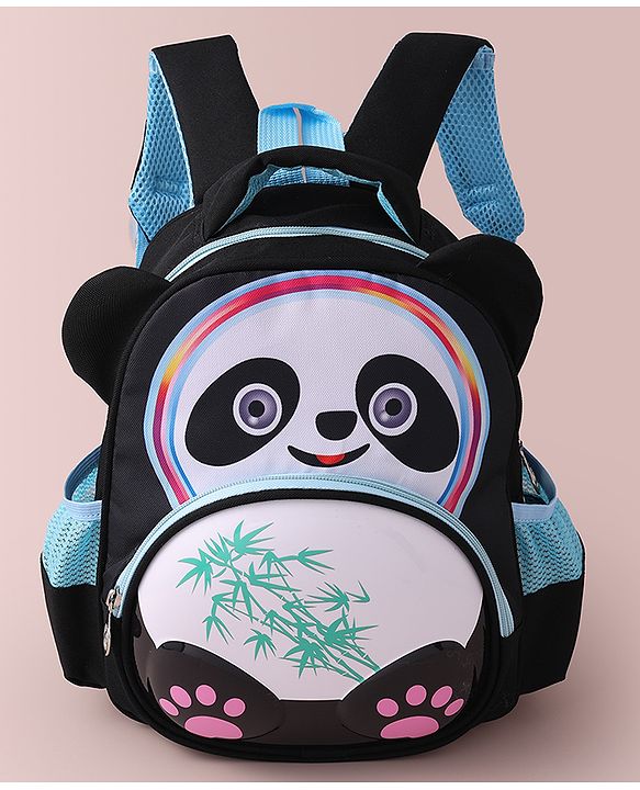 Babyhug Fashion  Backpack with Panda Theme Design - Black