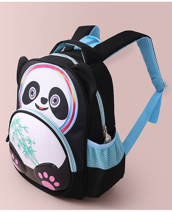 Babyhug Fashion  Backpack with Panda Theme Design - Black