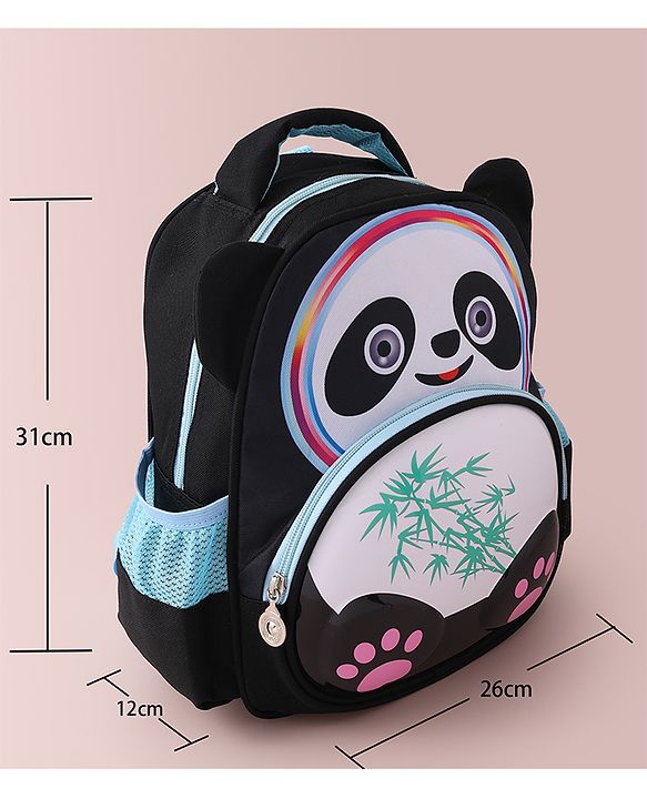 Babyhug Fashion  Backpack with Panda Theme Design - Black