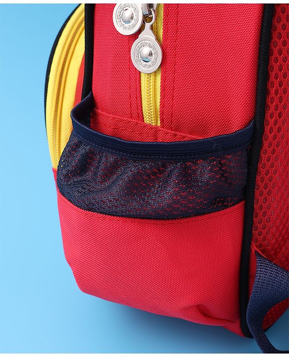 Babyhug Fashion Backpack with Cartoon Car Theme Design - Red