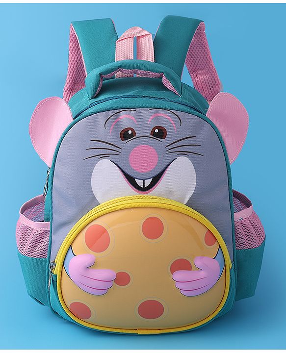 Babyhug Fashion Backpack with Mouse Theme Design - Grey