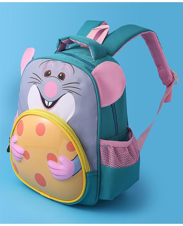Babyhug Fashion Backpack with Mouse Theme Design - Grey