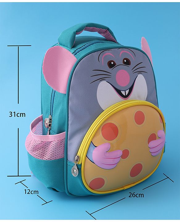Babyhug Fashion Backpack with Mouse Theme Design - Grey