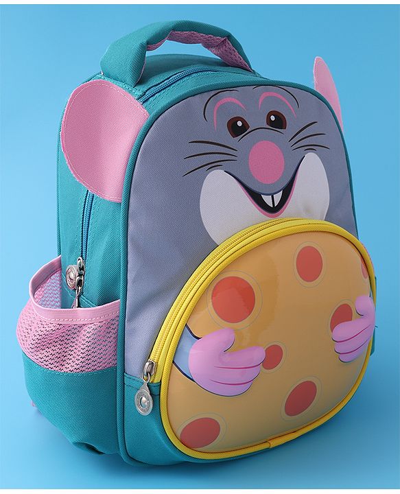 Babyhug Fashion Backpack with Mouse Theme Design - Grey