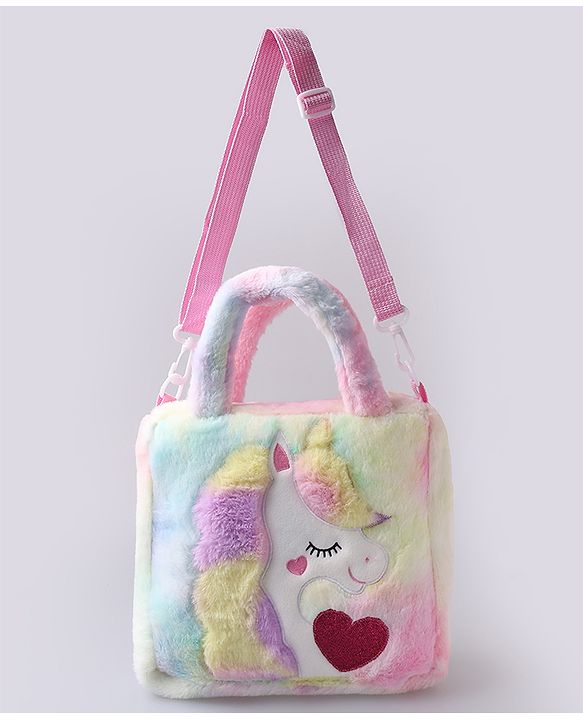 Babyhug Sling Bag With Unicorn Embroidery - Multicolor