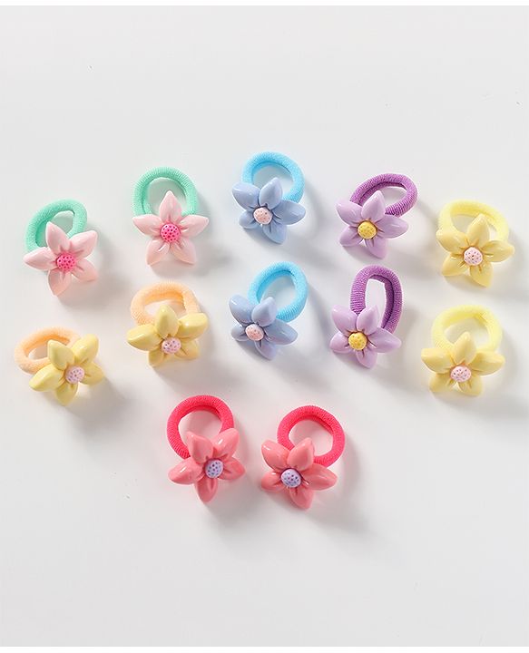Babyhug Free Size Rubber Band with Floral Applique Pack of 12 - Multicolor