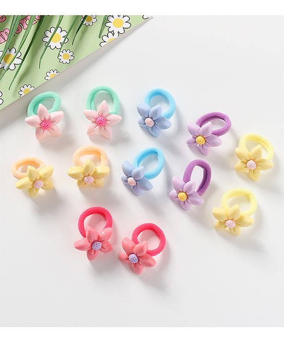 Babyhug Free Size Rubber Band with Floral Applique Pack of 12 - Multicolor