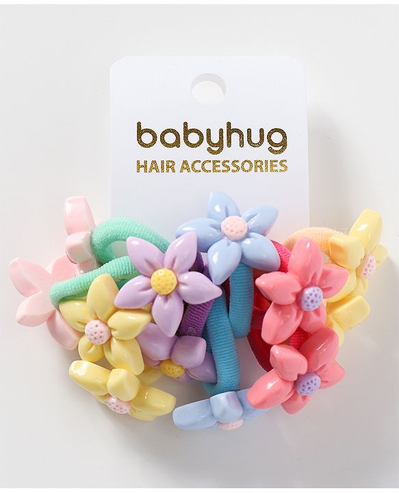 Babyhug Free Size Rubber Band with Floral Applique Pack of 12 - Multicolor