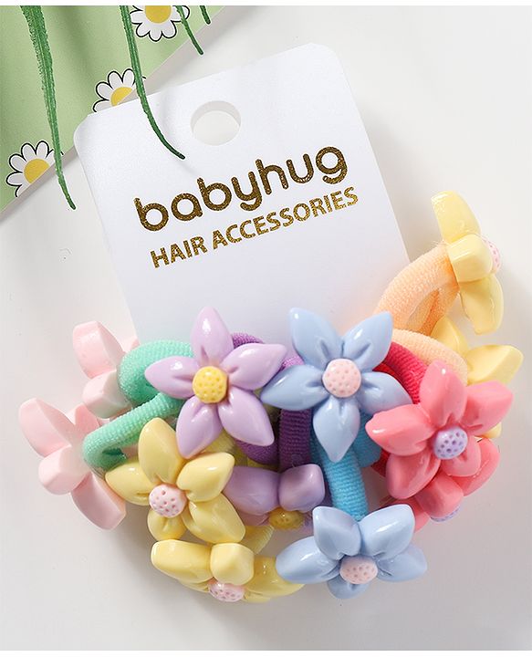 Babyhug Free Size Rubber Band with Floral Applique Pack of 12 - Multicolor
