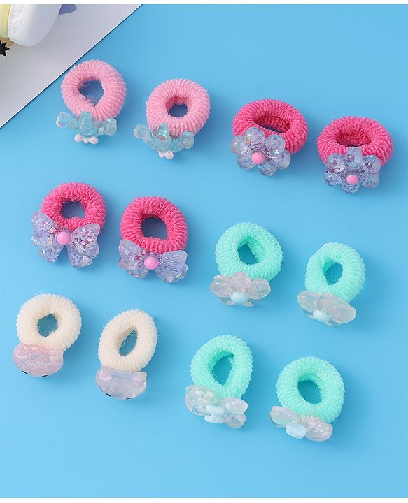 Babyhug Rubber Bands & Scrunchies Sets Pack of 12 -Multicolor
