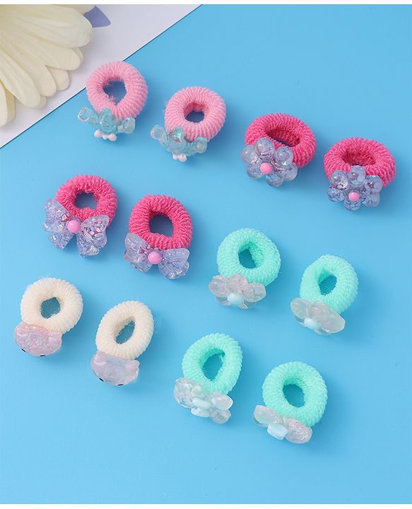 Babyhug Rubber Bands & Scrunchies Sets Pack of 12 -Multicolor