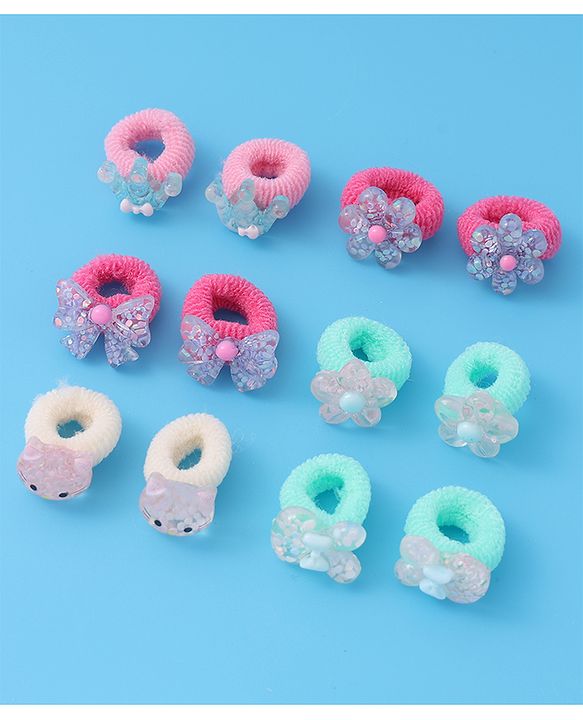 Babyhug Rubber Bands & Scrunchies Sets Pack of 12 -Multicolor