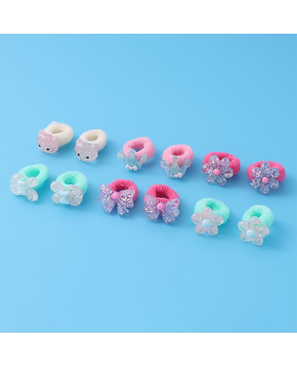 Babyhug Rubber Bands & Scrunchies Sets Pack of 12 -Multicolor