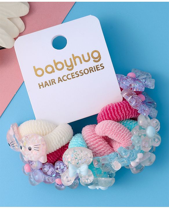 Babyhug Rubber Bands & Scrunchies Sets Pack of 12 -Multicolor