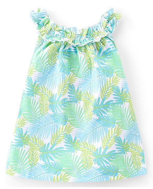 Babyhug 100% Cotton Sleeveless Top and Shorts Set Floral Print - Green & Blue