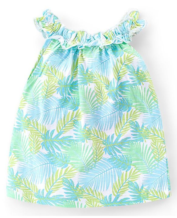 Babyhug 100% Cotton Sleeveless Top and Shorts Set Floral Print - Green & Blue