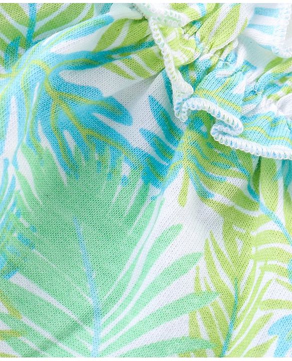 Babyhug 100% Cotton Sleeveless Top and Shorts Set Floral Print - Green & Blue