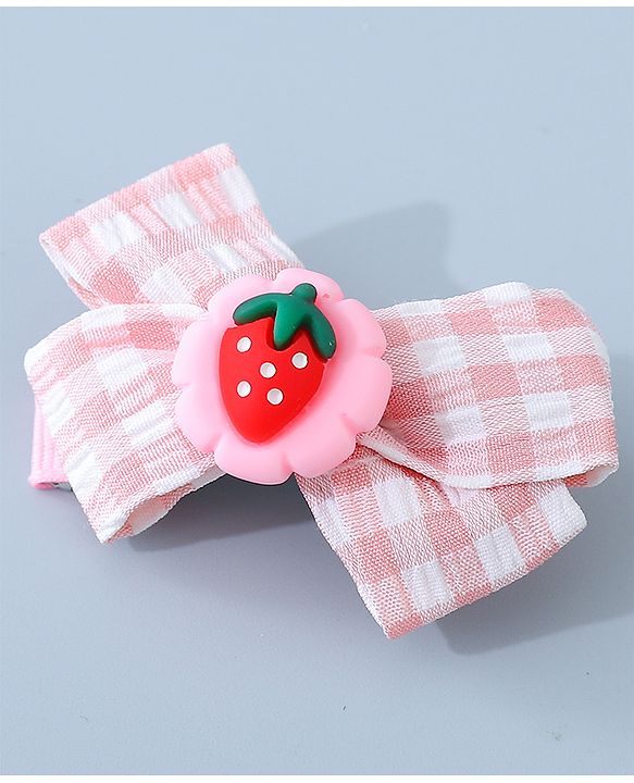 Babyhug Bow & Butterfly Clips with Strawberry Applique Free Size  - Multicolor