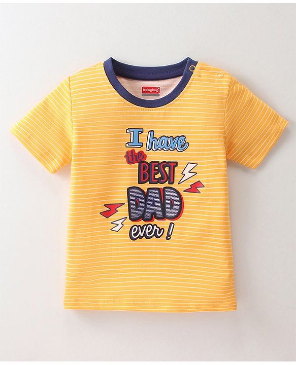 Babyhug 100% Cotton Knit Half Sleeves T-Shirt With Text Graphics - Yellow