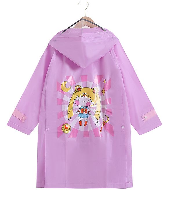 Babyhug Full Sleeves Hooded  Raincoat Doll Print - Light Purple