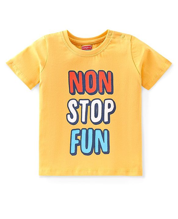 Babyhug 100% Cotton Knit Half Sleeves T-Shirt With Text Graphics - Yellow
