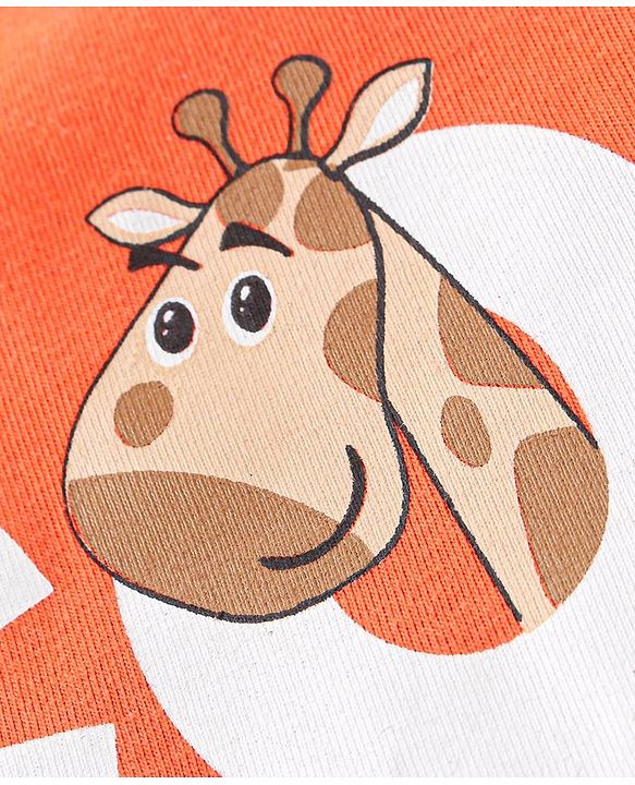 Babyhug 100% Cotton Knit Half Sleeves T-Shirt Koala Graphics - Orange