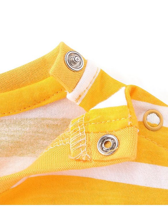 Babyhug Cotton Knit  Half Sleeves Striped T-Shirt with Numerical Graphic - Multicolour