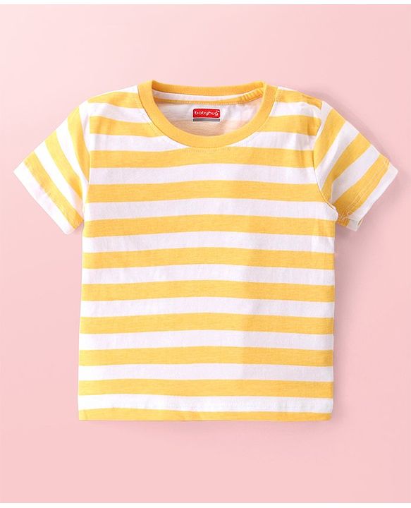 Babyhug Cotton Knit Half Sleeves T-Shirts with Striped & Beach Theme Print Pack of 3 - Blue & Yellow