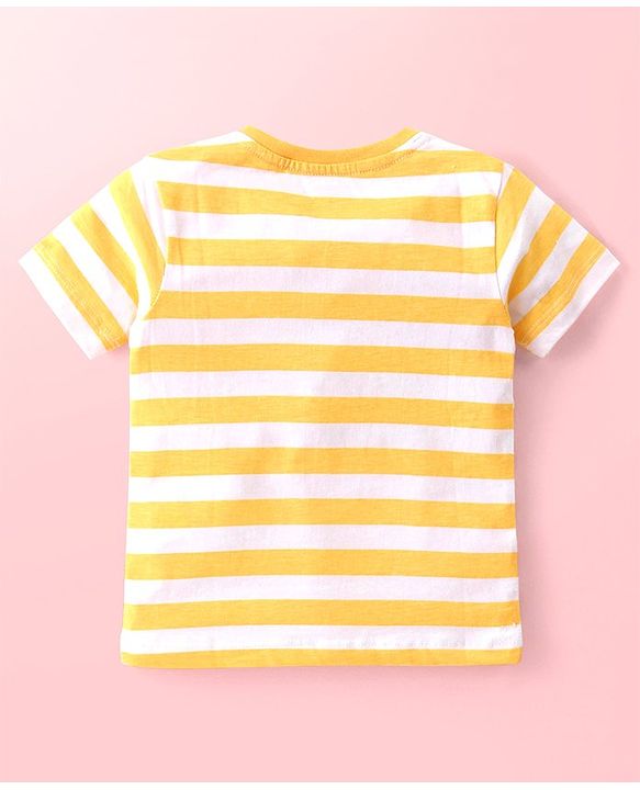 Babyhug Cotton Knit Half Sleeves T-Shirts with Striped & Beach Theme Print Pack of 3 - Blue & Yellow