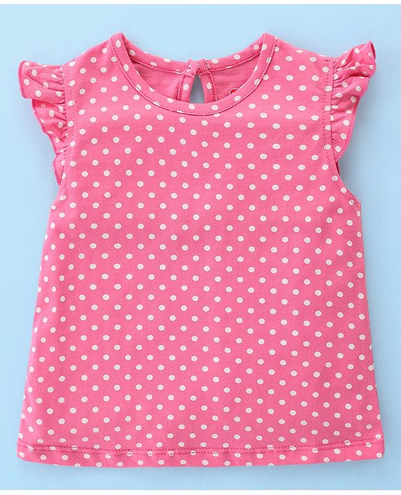 Babyhug Cotton Knit Frill Sleeves Top With Butterfly & Text Print Pack Of 3 - White Pink & Blue
