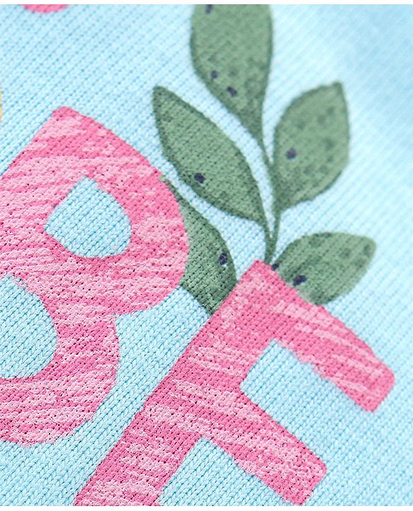 Babyhug Cotton Knit Frill Sleeves Top With Butterfly & Text Print Pack Of 3 - White Pink & Blue