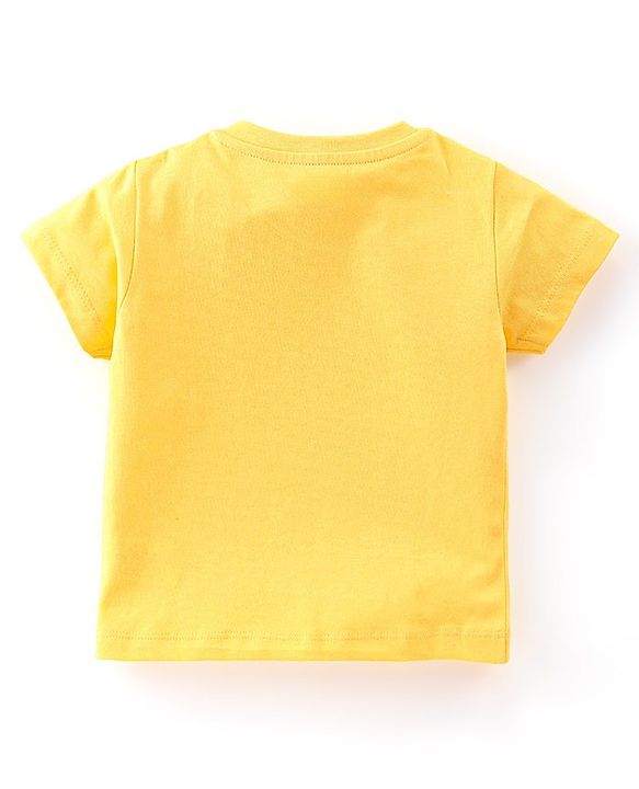 Babyhug Cotton Knit Half Sleeve Capri Night Suit With Text Print - Yellow & Pink