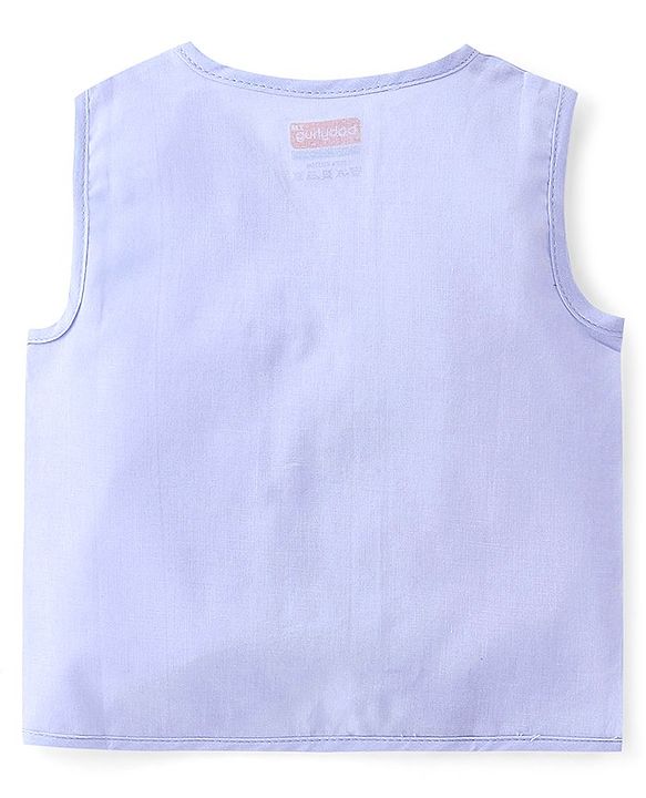 Babyhug 100% Cotton Sleeveless Front Open Jhablas Jungle Animals Printed & Striped Pack of 5 - Orange Blue & White