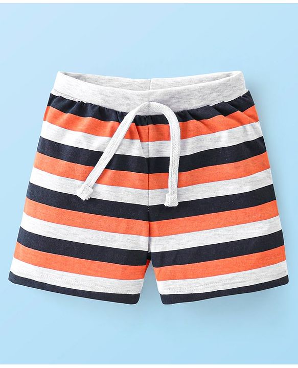 Babyhug Cotton Knit Striped Shorts Pack of 3- Multicolor
